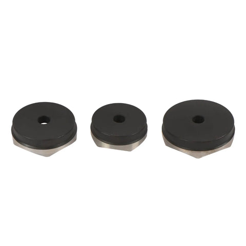 Three dies from 15 Ton Hydraulic Knockout Punch Kit Half Inch To 4 Inch Heavy Duty Punch Driver for Electrical Panels and Metal Framing