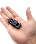 X Axis Linear Stage 10mm Stroke Fine Tuning Precision Micro Sliding Table in hand showing size and aluminum frame