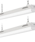 Pair of 2 Ft Linkable LED Shop Light With Switchable 15 20 25W CCT 3500K 4000K 5000K 130 Lumens Per Watt No Fuss Warehouse Grade Strip Light Dimmable Via Zero To Ten Volt Control 2 Pack suspended