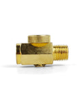 Pro Grade Pneumatic Speed Regulator With Dual Quarter Inch Threads For Industrial Equipment High Accuracy Air Regulator External 13mm And Internal 12mm Interfaces Built For 12mm To 40mm Tools In A Compact Portable Setup, brass side view