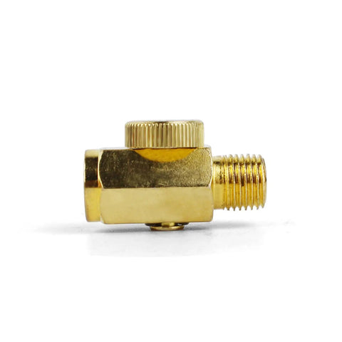 Pro Grade Pneumatic Speed Regulator With Dual Quarter Inch Threads For Industrial Equipment High Accuracy Air Regulator External 13mm And Internal 12mm Interfaces Built For 12mm To 40mm Tools In A Compact Portable Setup, brass side view