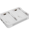 Dual Battery Charger Hub For Flip Drone 60W Fast Charging Station with dual-port adapter in white compact design