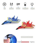 Ready To Fly Foam RC Airplane For Kids And Adults, No Assembly Required, blue and red 2 Channel Gyro RC Plane displayed