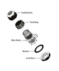 Diagram of IP68 Waterproof Cable Gland Kit 10 Piece Set M8 M10 M12 M16 M18 M20 with labeled components including sealing nuts and seal ring.