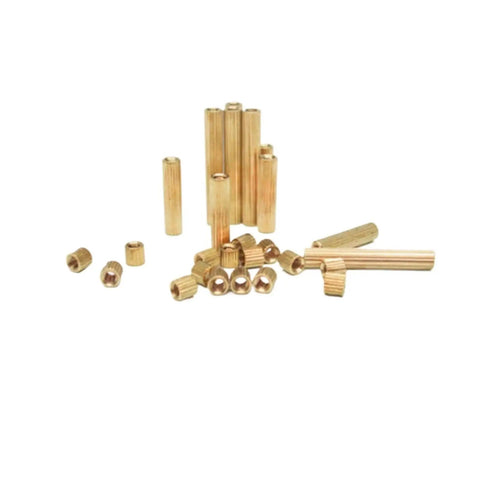 Brass Threaded Spacers Kit With 50Pcs Copper Nuts M2x 2 3 4 5 6 7 8 9 10 11 12 13 14 15 25mm Cylinder Female Threaded Brass Standoff Pillars For Electronics DIY Projects And Robo Builds, assorted brass spacers