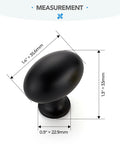 10 Pack Oval Zinc Alloy Cabinet Knobs With Straight Up Matte Black Finish top view showing measurements 1.4 by 1.3 inches.