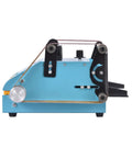 Hot Deal On This Badass 950W Desktop Double Axis Belt Sander And Polisher viewed from the side showing the belt and controls.