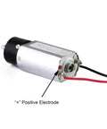 High Speed Micro Reduction Motor With Steady 3V And 1313 RPM Output For Robotics Projects And Automation Gearboxes showing positive electrode.