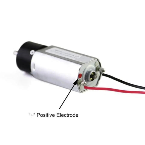 High Speed Micro Reduction Motor With Steady 3V And 1313 RPM Output For Robotics Projects And Automation Gearboxes showing positive electrode.