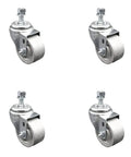 Beefy Heavy Duty Swivel Caster Set Of 4 With 3 Inch Wheel And Half Inch Threaded Stem Semi Steel Cast Iron Construction Silver Wheels 1200 Lb Total Capacity Industrial Grade Build