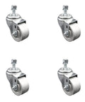 Heavy Duty Swivel Casters Featuring 3 Inch Semi Steel Silver Wheels Plus A 3/8 Threaded Stem No Sweat Setup Set Of Four For Rolling Carts Furniture Workshop Gear 300 Lbs Per Wheel.