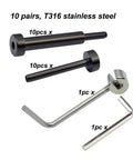 Hidden Black Cable Railing Hardware Kit With Beefy Turnbuckle Tensioners And Fixed Terminals, T316 Steel, 10 Pairs