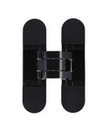 Top view of Two Point Zero Adjustable Invisible Hidden Hinge for cabinets and furniture, black one-color finish, sleek metal design.