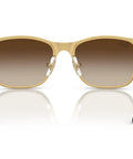 RJ9551S Square Sunglasses For Narrow Faces That Fit Like A Glove Matte Brown On Gold Frame With Light Grey Gradient Lenses 48 mm XX Small