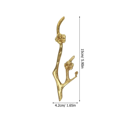 Chic Vintage Brass Flower Drawer Pulls Bring Rustic Charm to Kitchen Cupboards, 15cm height, twig design for cabinets.