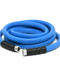 Ultra Lightweight Rubber Farm Hose For Ranch Work Three Quarter Inch By Fifteen Feet, 500 PSI, coiled hose with fittings
