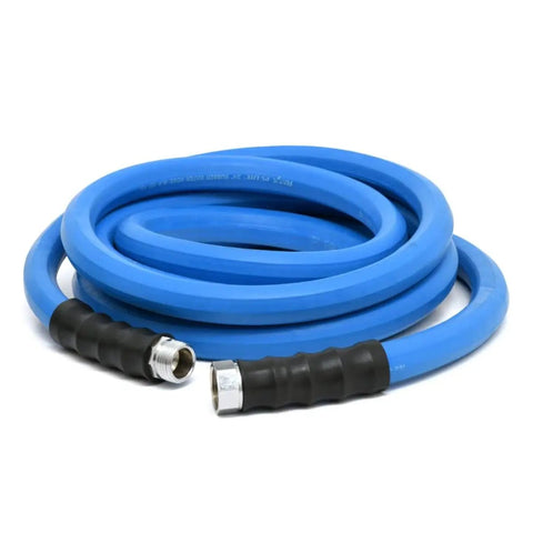 Ultra Lightweight Rubber Farm Hose For Ranch Work Three Quarter Inch By Fifteen Feet, 500 PSI, coiled hose with fittings