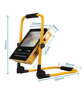 Legit Heavy 100W Portable LED Flood Light With Solar Panel And Rechargeable Battery IP65 Waterproof, standing design, measuring 410mm height.