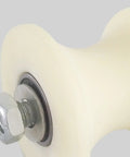 Heavy Duty 50mm Groove Width Round Tube U Shaped Pulley With Base Bearing Roller Bracket Movable Cable Guide Wheel, milky white