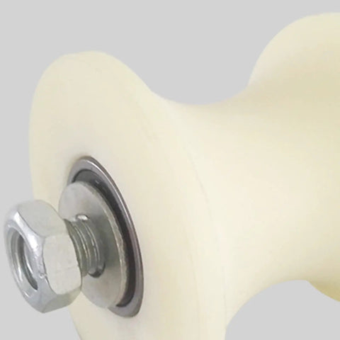Heavy Duty 50mm Groove Width Round Tube U Shaped Pulley With Base Bearing Roller Bracket Movable Cable Guide Wheel, milky white