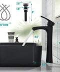 Matte Black Vessel Sink And Faucet Combo For Bathroom Above Counter Rectangular Ceramic Sink With Matte Black Faucet Pop Up Drain 22 Inch Water Lines Durable Porcelain Ceramic Finish