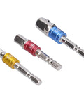 Colorful 7 Piece Socket Adapter Kit With Hex Shank And Extension Set For Screwdriver Bits In 1/2 1/4 And 3/8 Inch Sizes Makes Heavy Duty Work Easy Peasy Anytime, three chrome adapters
