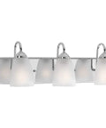 Gather Collection 3 Light Bath Vanity Light With Etched Glass Shades In Polished Chrome 24 Inch Width Traditional Yet Modern Bath Lighting