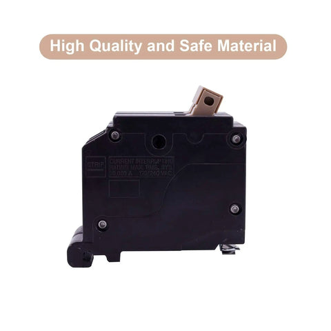 Side view of Two Pole 20 Amp Circuit Breaker Plug On Mount For Standard Miniature Panels With Thermal Magnetic Trip 10kA 120 240V