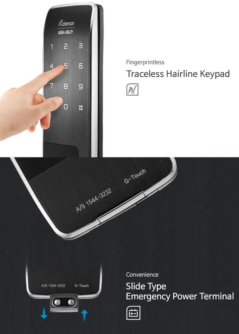 GTouch Digital Rim Lock With Traceless Slim Body Master Mode Forced Lock Automatic Locking Volume Control slide terminal