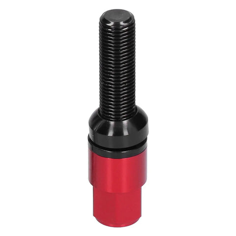 Rock Out With These 21 PC Extended Lug Kit Nuts Featuring M14x15 Thread Fitment For Serious Auto Mods and Style Upgrades That Slam Your Ride Down Low With Maximum Grip And Durability On The Block. Black and red M14x1.5 forged steel extended lug nut