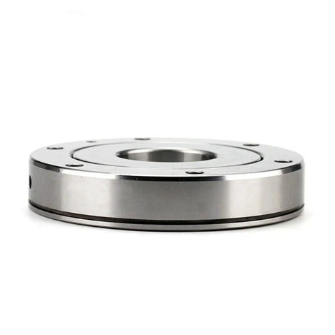 Crossed Roller Slewing Ring Bearing XU050077 40Mm X 112Mm X 21Mm without gear teeth, showing smooth finish and mounting holes.