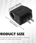 Rock Solid Car Cigarette Lighter Adapter Converts 90 To 240 Volt AC To 12 Volt DC Wall Plug Power Inverter dimensions 4.2cm x 6cm.