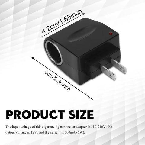 Rock Solid Car Cigarette Lighter Adapter Converts 90 To 240 Volt AC To 12 Volt DC Wall Plug Power Inverter dimensions 4.2cm x 6cm.