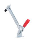 GH101 D15 180Kg Vertical Toggle Clamp with red handle, heavy-duty iron construction, ideal for woodworking and welding jigs.