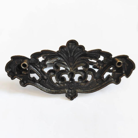 Front view of a 4 Pack Vintage Style Bail Drawer Pull in dark antique bronze for cabinets and dressers, zinc alloy, 3 inch center to center.