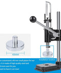 Leather Hole Puncher Handy Punching Machine Manual Press with Drill Chuck setup with 40mm platen, ideal for leather crafting.