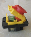Emergency Stop Pushbutton Switch 120V 16A Waterproof IP54 with Undervoltage and Overload Protection 4 Pin Quick Connect on table