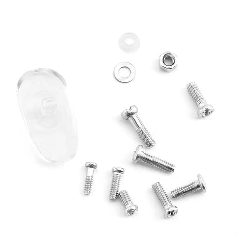 Screws and nose pad from Stainless Steel Watch And Eyewear Repair Kit With Tweezers And Screw Set, All In One Handy Universal Multi Purpose Diy Tool.