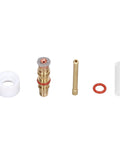 High Temp TIG Welding Torch Accessory Kit With Glass Cup Nozzle For 2 Point 4mm WP17 WP18 WP26 Argon Welder parts including brass collet, glass nozzle, O-ring.