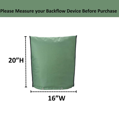 All Weather Insulated Pouch For Outdoor Backflow Preventer And Sprinkler Valves, Winter Freeze Protection, 16 W x 20 H, Green