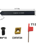 SCMCN1212H09 lathe tool holder set with CCMT09T304 insert, screw, and T15 key, Four Pack Beefy Carbide Turning Inserts CCMT09T304 And CCMT32.51.