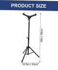 Rock Solid 12 Inch Adjustable Folding Drum Rack With Black Snare Stand And Smooth Height Adjustments For All Percussion Gear dimensions showing 39in height and 16.9in width.