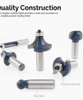 Quality construction of carbide router bits from Making Custom Woodwork A Breeze With This Badass Eighty Piece One Quarter Shank Tongue And Groove Router Bit Set.