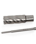 Oscarbide annular cutter, 15/16 in diameter, 2 in depth, with 3/4 in Weldon shank and pilot-pin mag drill bit