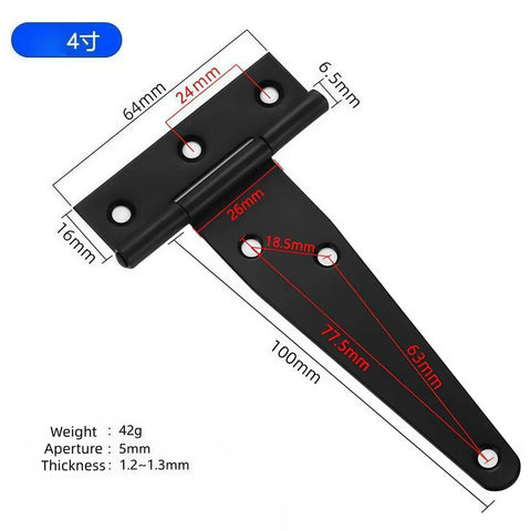 Heavy Duty Iron T Type Hinges 4 Inch Four Pack Built To Last For Wooden Crates Bags Indoor Outdoor Use Villa Fences And More 1.2mm Thick