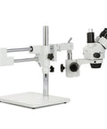 3.5X To 90X Zoom Stereo Microscope On Boom Stand With 144 LED Lighting And 5MP USB Digital Camera, white lab microscope on boom stand
