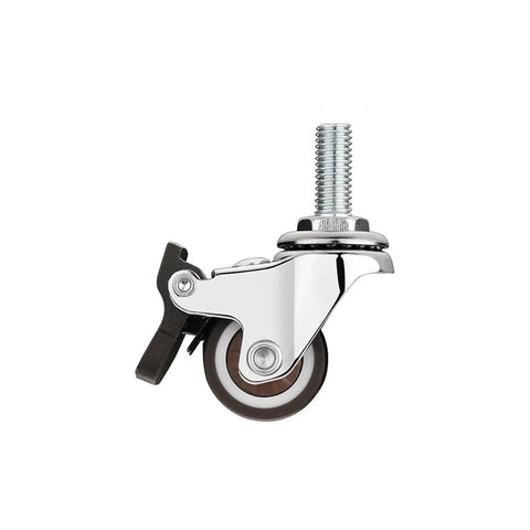 Mini Caster Wheels With Brake Lock, 1 Inch Silent Non Marking Casters, Four Pack For Furniture And Equipment