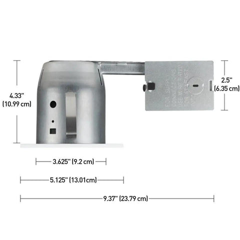 Side view of 4 Inch LED Recessed Lighting Kit With IC Rated Die Cast Swivel Baffle And Square Trim White structure dimensions shown.