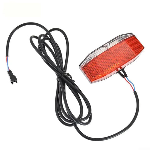 Ultra Bright Led E Bike Rear Light 6 To 48V Waterproof Tail Lamp With Massive 180 Degree Beam Angle For Night Riding And High Visibility Safety On Any E Bike Or Electric Bicycle Outfit, red ABS 90x40mm rear light with 170cm wire