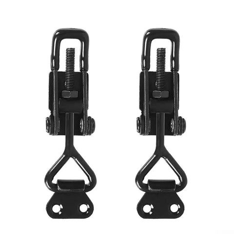 Pair of black Beefy Steel Toggle Latch Hasp 220lbs Heavy Duty Lock For Tool Box Cabinet Doors, 90mm adjustable tension control.